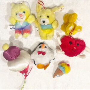 Vintage Dan Brechner Plush Stuffed Animal Carnival Toy Rainbow Penguin Bear Lot